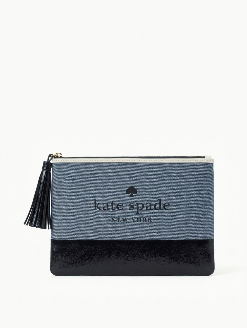 kate spade Two-Tone Blue and Navy Blue Tassel Zip Large Clutch